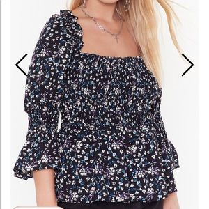Nasty Gal Grow in Love Plus Floral Blouse NWT